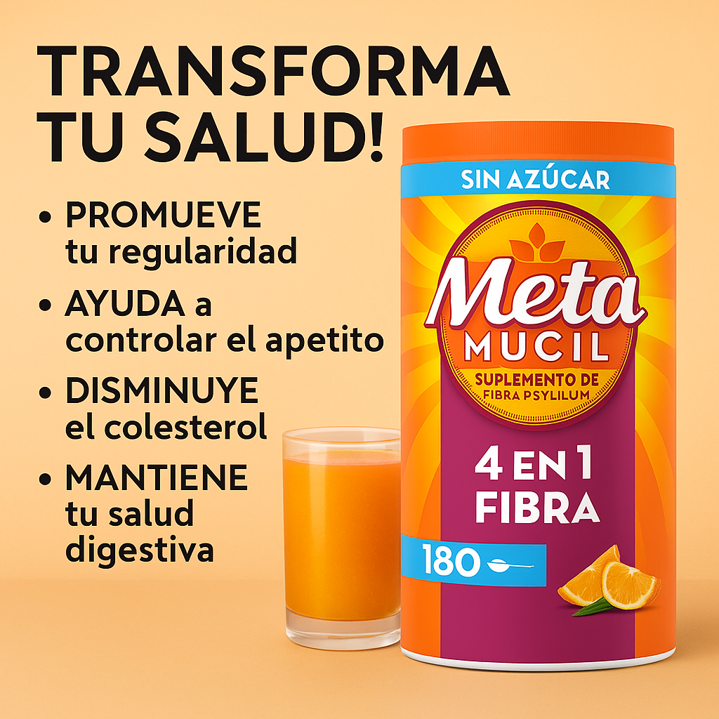 Metamucil Fibra 4 En 1 Polvo Neutro