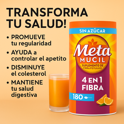 Metamucil Fibra 4 En 1 Polvo Neutro